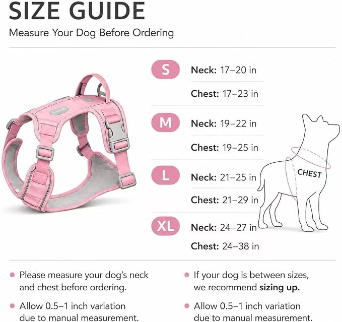 No Pull Dog Harness with Built-in Hidden AirTag & GPS Tracker Holder, Reflective Adjustable Escape-Proof Vest Harness for Small & Large Dogs (Pink, L)
