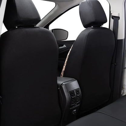 Flying Banner car seat Covers Protects Leopard Printing Velvet Faux Leather Carbon Fiber Front and Rear Bench (Leopard Brown Black, Full Set - 8PCS)