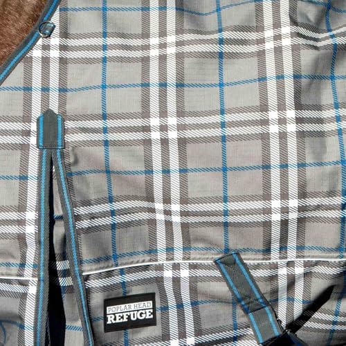 Jeffers Poplar Head Refuge 1200D, Hamilton Blue & Slate Plaid, 81" - Turnout Blanket, Waterproof, 240g Polyfill, Adjustable Chest, Belly Surcingles, Hind Leg Straps, Tail Flap, Horse Blanket