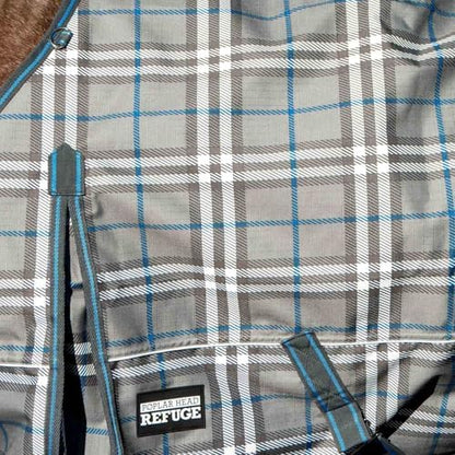 Jeffers Poplar Head Refuge 1200D, Hamilton Blue & Slate Plaid, 84" - Turnout Blanket, Waterproof, 240g Polyfill, Adjustable Chest, Belly Surcingles, Hind Leg Straps, Tail Flap, Horse Blanket