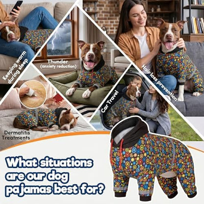 LovinPet Large Dog Bodysuits, Gears and Black Print, M