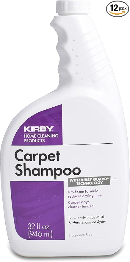 Kirby Carpet Shampoo & Stain Remover – Pet Odor Eliminator, Rug & Upholstery Cleaner for Dog & Cat Stains, Deep Cleaning Solution, 32oz (12 Pack)