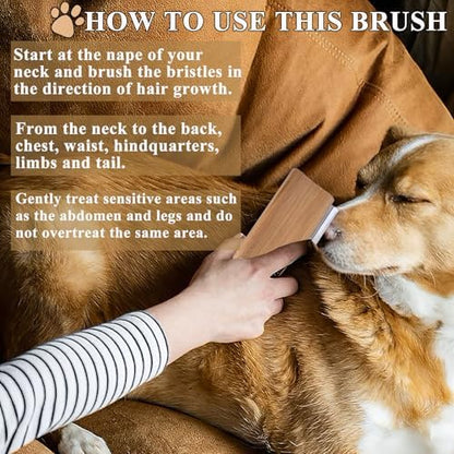 Wooden Deshedding Brush for Dogs, Cats & Horses, Deshedding Grooming Tool Curry Comb Pet Hair Removal Tool, Deshedding Dog Brush Combs for All Hair Types, 4.33 Inch