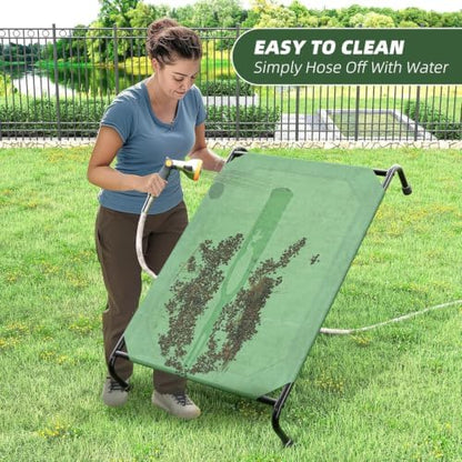 Simple Trending Raised Dog Bed for Large Dogs, Waterproof Dog Cot, Green