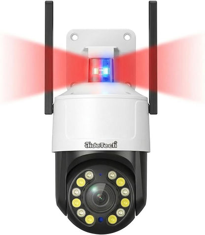 JideTech 5MP PTZ WiFi Security Camera Outdoor, 5X Optical Zoom, Dual Band 2.4G 5G Wireless, Red Blue Warning Light, Color Night Vision, Auto Tracking, Human Vehicle Detection, NVR Compatible
