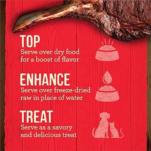 Merrick Grain Free Beef Bone Broth Dog and Cat Food Topper, Premium Grain-Free Complement, 16 oz. Pouch (Pack of 3)