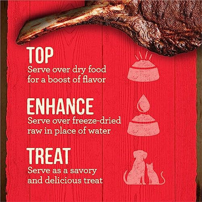 Merrick Grain Free Beef Bone Broth Dog and Cat Food Topper, Premium Grain-Free Complement, 16 oz. Pouch (Pack of 3)
