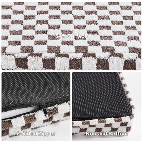 JOEJOY Orthopedic Dog Bed for Large Dogs, Memory Foam Pet Bed with Removable Washable Cover, Cozy Plush Crate Mat, 47×29", Cofffee