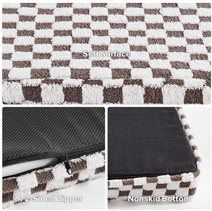 JOEJOY Orthopedic Dog Bed for Large Dogs, Memory Foam Pet Bed with Removable Washable Cover, Cozy Plush Crate Mat, 47×29", Cofffee