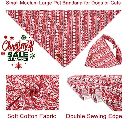 Christmas Dog Bandana - Snowman Triangle Bib Scarf for Girl Boy Dogs, Cotton Pet Kerchief, Cute Red Adjustable Winter Puppy Accessory for Small Medium Large Dogs