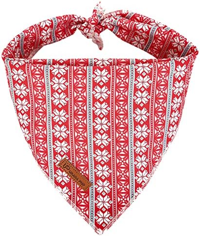 Christmas Dog Bandana - Snowman Triangle Bib Scarf for Girl Boy Dogs, Cotton Pet Kerchief, Cute Red Adjustable Winter Puppy Accessory for Small Medium Large Dogs