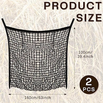 Fabbay 2 Pcs Slow Feed Hay Net for Horses, 63 x 40 Inch Hay Bag, Black