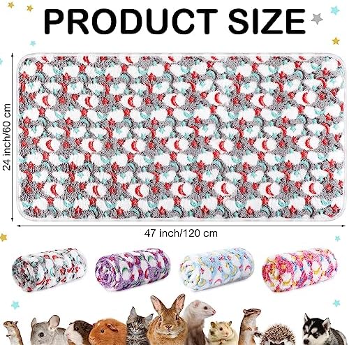 Reginary 4 Pcs Guinea Pig Fleece Cage Liners, Moon Star, 24 x 47 Inch