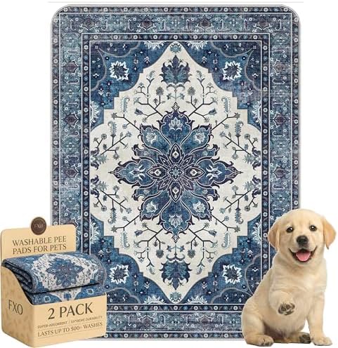 Washable Pee Pads for Dogs,Great Urine Absorbent Reusable Puppy Training Pads,Waterproof,Leak-Proof & Non-Slip Potty Pads for Whelping,Crate,Playpen,Bed.(Dark Navy Floral,18"x24")