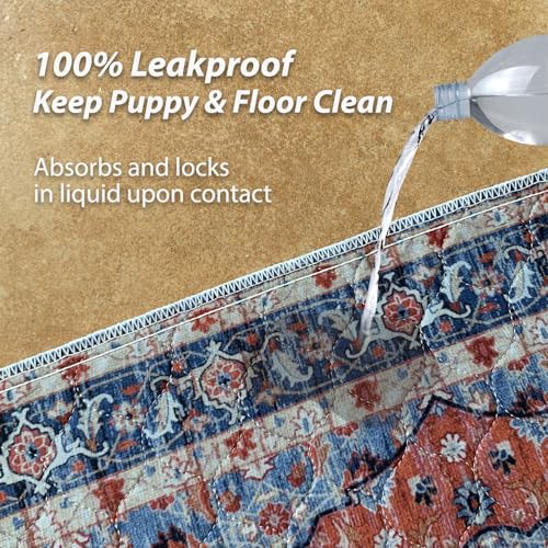 nunubaby 4PACK Washable Pee Pads for Dogs, Stylish, Non-Slip and Leak-Proof Pee Pads. Reusable Potty Pads for Dogs for Crates and Floors.(Red/Floral,24" x36" )