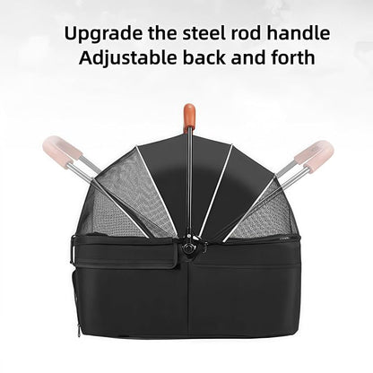 Pet Stroller for Medium Small Dogs/Cats - 4 Wheels Foldable Dog Stroller with Storage Basket,Dog/Cat Carrier,Adjustable Handle,Folding Puppy Carrier Suitable for Traveling with Cats and Dogs (Black)