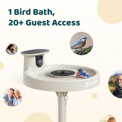 Birdfy Smart Bird Bath with Camera Solar Powered & Solar Fountain & Stand, Dual-Lens Camera for Bird Watching, Auto Capture Bird Videos & AI Identify, Ideal Present for Bird Lover