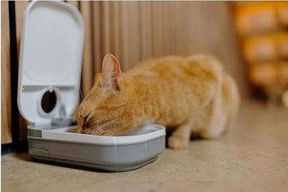 Cat Mate C100 Single Meal Automatic Timer-Controlled Pet Feeder - Suitable for Cats and Small Dogs, For Wet or Dry Food, up to 14 oz capacity, White