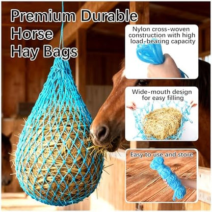 2 Pcs Hay Nets for Horses Slow Feed,40'' Horses Hay Nets,Blue