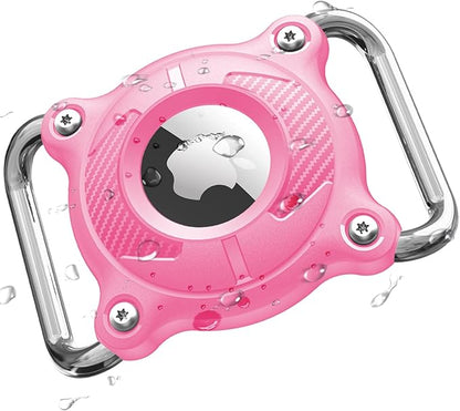 Airtag Dog Collar Holder | Airtag Dog Collar Waterproof - Airtag Holder for Dog Collar - Dog Airtag Holder with Removable Metal Loop, Light Weight fit Width3cm/ Thick4.5mm Air Tag Dog Collar, Pink, 1