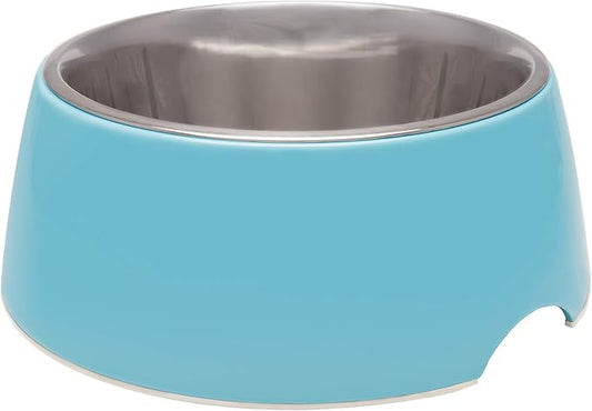 Loving Pets - Retro Bowl Dog Food Water Bowl No Tip Stainless Steel Elevated Pet Bowl No Skid Spill Proof (Small, Blue)