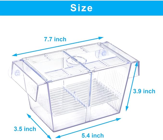 DaToo Fish Breeding Box Aquarium Holding Tank Transparent Fish Isolation Box Acclimation Hatchery Incubator Breeder for Betta Shrimp Clownfish Guppy