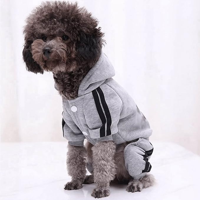 Cute Dog Hoodie Sweater Tracksuit Coat Jacket Winter Pajamas Jumpsuit Clothes Clothing 4-Legs Grey for Cat Puppy Small Medium Big All Type Dogs (3X-Large)