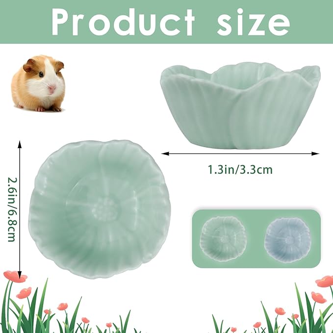 Small Ceramic Pet Hamster Bowl, Easy to Clean Anti Flipping Hamsters Food and Water Bowl, Small Animal Bowls for Dwarf Hamster, Parrots (Blue, s)