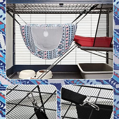 Unittype 2 Pieces Cat Cage Hammock Hanging Pet Bed, 2 Styles, Boho