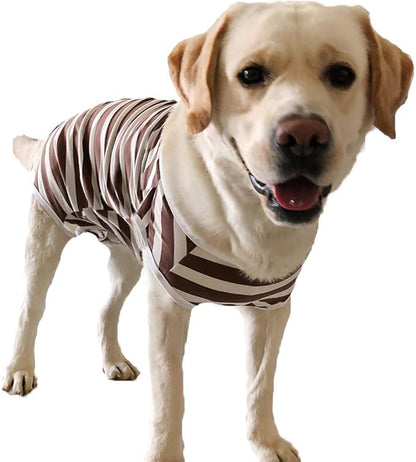 Dog’s Recovery Suit Post Surgery Shirt for Female Male Dog, E-Collar Alternative Wound Protective Clothes (Brwon white-2xl)