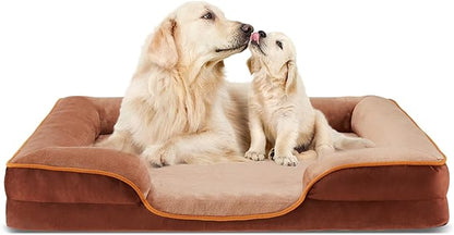 DUMOS Orthopedic Dog Beds for XL Large Sized Dogs, 42x32 in Machine Washable Cover Pet Bed, Anti-Slip Waterproof Memory Foam Couch Bed for Indoor Dogs and Cats, Brown