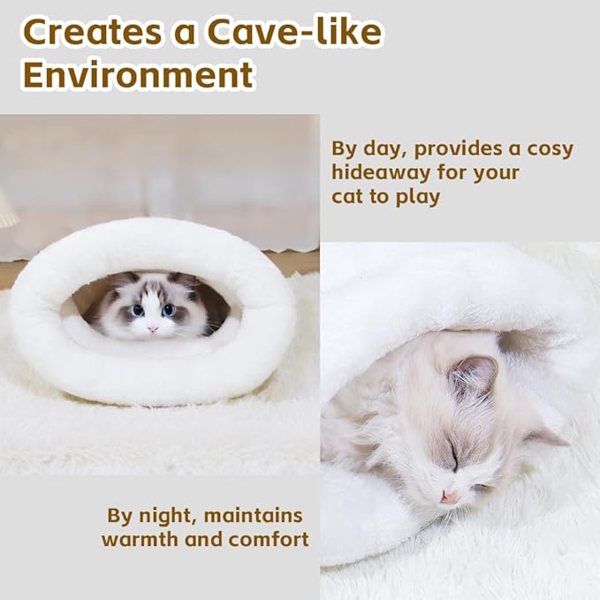 Cat Sleeping Bag, Puppy Sleeping Bag, Warm Pet Sleep Sack, Plush Pet Bed Mat, Washable Hideout Cave for Cat and Small Dog