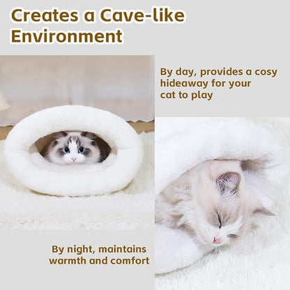 Cat Sleeping Bag, Puppy Sleeping Bag, Warm Pet Sleep Sack, Plush Pet Bed Mat, Washable Hideout Cave for Cat and Small Dog