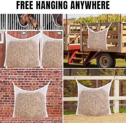 Slow Feed Hay Nets for Horses, Large Capacity Hay Bags, 4 Pack