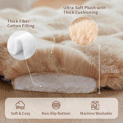 Large Dog Bed Mat, Extra Large Plush Faux Fur Washable Pet Bed for Large Dogs, Non-Slip Fluffy Dog Mat – Machine Washable XL Dog Sleeping Pad for Large Breeds, 35 x 27 Inch Coffee
