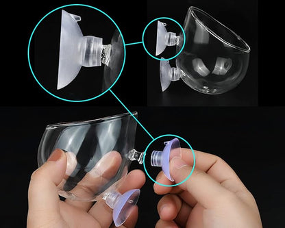 DS. DISTINCTIVE STYLE Aquatic Plant Cups 2 Pieces Crystal Glass Plant Pot with 2 Suction Cups for Aquarium Decoration