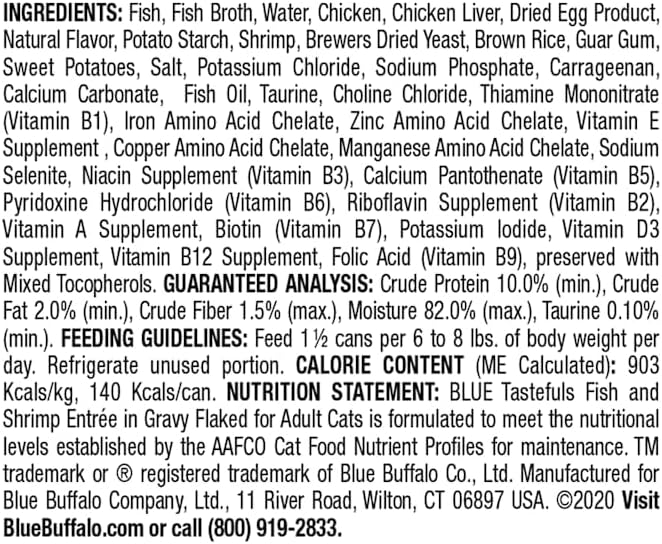 Blue Buffalo Tastefuls Wet Cat Food with Fish & Shrimp, 5.5 oz., Case of 12