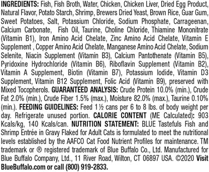 Blue Buffalo Tastefuls Wet Cat Food with Fish & Shrimp, 5.5 oz., Case of 12