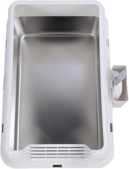 Aramox Half Clad Stainless Steel Cat Bedroom with Metal with High Metal for Cats for Animal Owners and Their Like Friends Closed. (White)