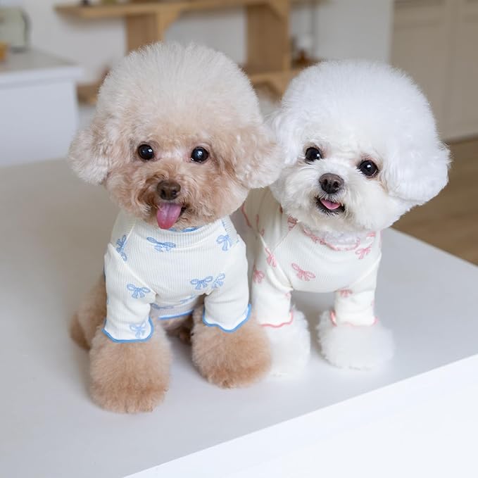 Small Dog Clothes Extra Small Dogs Spring Summer Dress Cute Soft and Breathable Outfits for Female Chihuahua Shih Tzu Yorkshire Puppy Cats (Blue, Medium)
