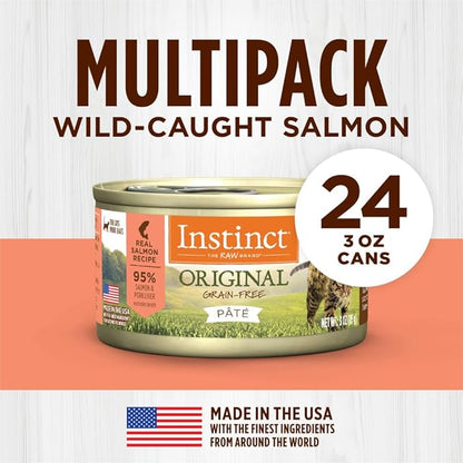 Instinct Original Pate Wet Cat Food, Grain Free Recipe - Real Salmon, 3 Ounce (Pack of 24)