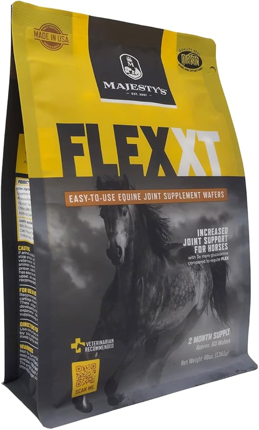 Majesty's Flex XT Wafers - Superior Horse / Equine Joint Support With Increased Supplement Levels - Glucosamine, MSM, Yucca, Vitamin C - 60 Count (2 Month Supply)