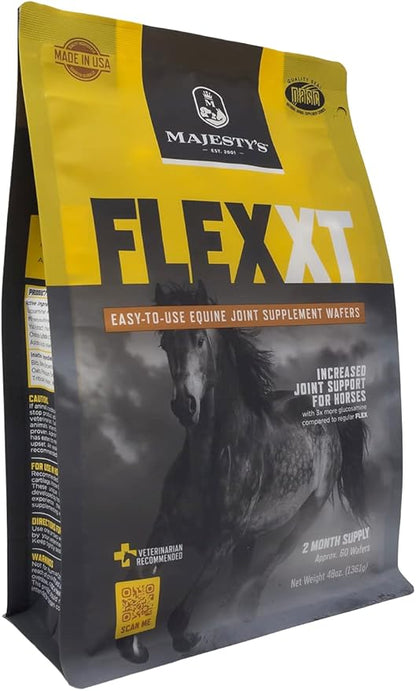 Majesty's Flex XT Wafers - Superior Horse / Equine Joint Support With Increased Supplement Levels - Glucosamine, MSM, Yucca, Vitamin C - 60 Count (2 Month Supply)