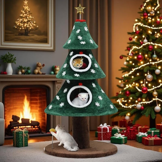 YITAHOME 52 in Christmas Cat Tree with 2 Houses