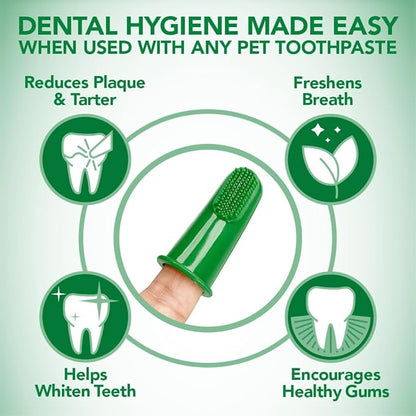 Vet’s Best Dog Toothbrush - Easy Teeth Cleaning for Dog Dental Care, Perfect for Dogs and Cats - Comes With 10 Soft Finger Brushes Per Pack