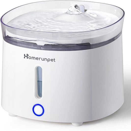 HomeRunPet Silent Cat Water Fountain, 68 oz/2L, Pet Fountain Wireless Pump, Dog Water Dispenser, Dual Mode, Quick Assembly & Easy-Clean, Filters Included