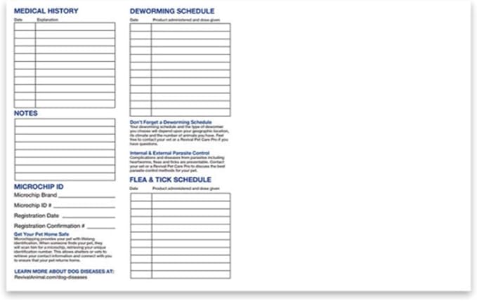 Revival Animal Health, Dog Health Record Booklets, Track Vaccinations, Exams, Deworming & Treatments – Veterinary Record Keeper, Customizable & Compact Format for Pet Owners, Shelters & Vets, 25 Pack