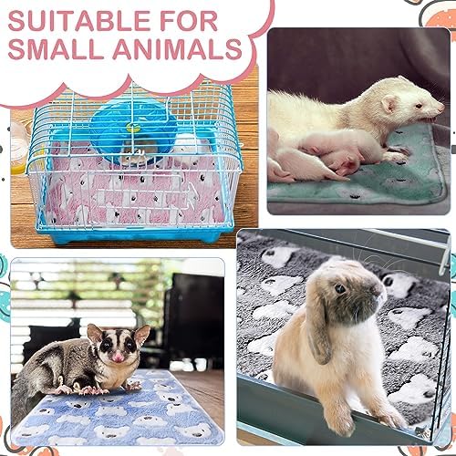Reginary 4 Pcs Guinea Pig Fleece Cage Liners, Bear Pattern, 24 x 16 Inch
