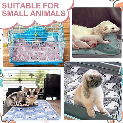 Reginary 4 Pcs Guinea Pig Fleece Cage Liners, Bear Pattern, 24 x 16 Inch