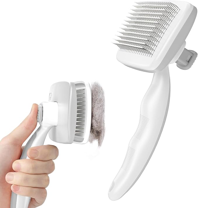 Pecute Self-Cleaning Slicker Brush for Dogs, Cats, Lightweight Dog Brush for Shedding Massaging Grooming, Cat Brush Gently Removes Loose Fur Undercoat for Small Dogs Cats Rabbits of All Hair Types